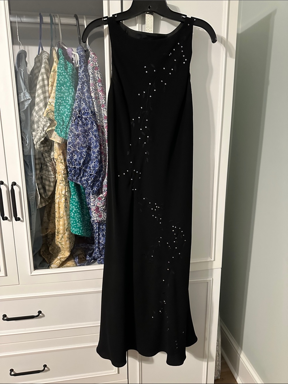 Jones New York Black Sleeveless Beaded Maxi Dress